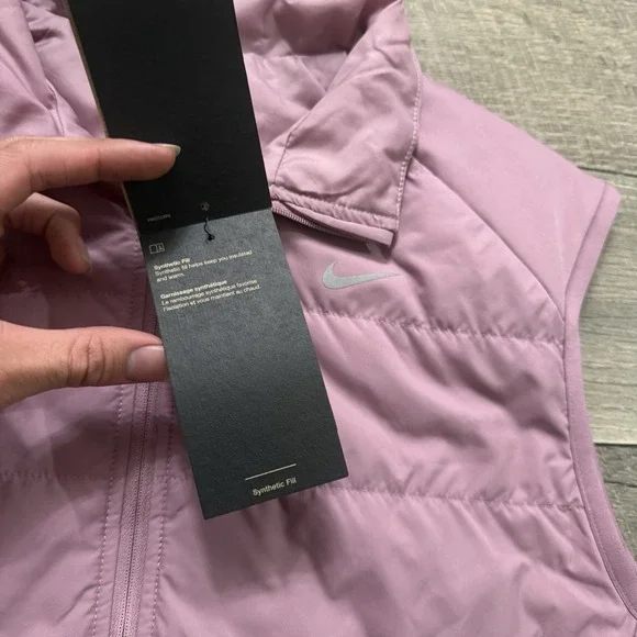 NWT Nike Women's Pink Puffer Therma Running Vest FB7537-523 Sz S Loose Fit $120 - Picture 9 of 12